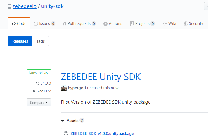 GitHub | ZEBEDEE SDK releases page